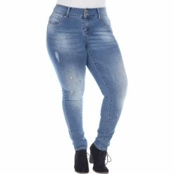Flash Sale β White Mark Plus Size Paint Splatter Denim Skinny π Jeans π