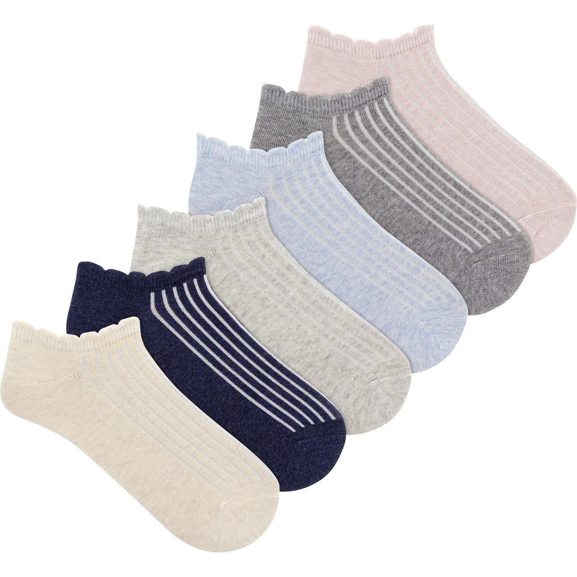 Budget π K. Bell Scallop Mock Rib No Show 𧦠Socks 6 Pk. π 3 Budget π K. Bell Scallop Mock Rib No Show 𧦠Socks 6 Pk. π